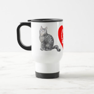 Cute Cat Mum Grey / Silver Tabby Kitty Kitten Love Travel Mug