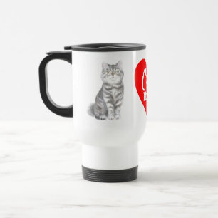 Cute Cat Mum Grey / Silver Tabby Kitty Kitten Love Travel Mug