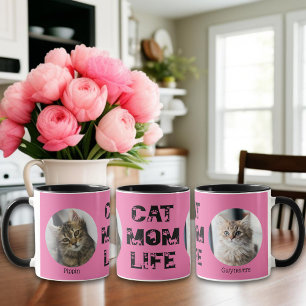 Cute Cat Mum Life Custom Pet Photo Mother's Day Mug