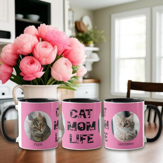 Cute Cat Mum Life Custom Pet Photo Mother's Day Mug (Creator Uploaded)