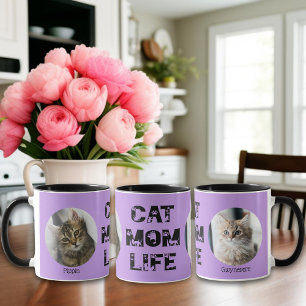 Cute Cat Mum Life Custom Pet Photo Mother's Day Mug