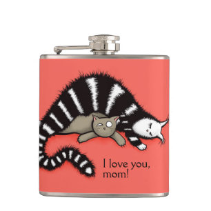 Cute Cat Mum Love Family Hip Flask