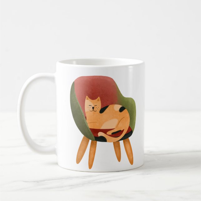 Cute Cat Mum Name Coffee Mug (Left)