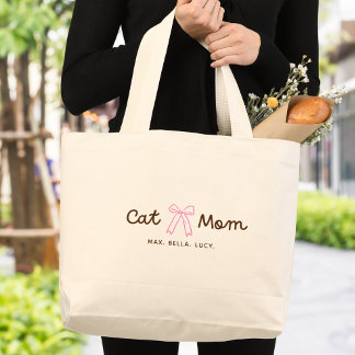 Cute Cat Mum Personalised Large Tote Bag