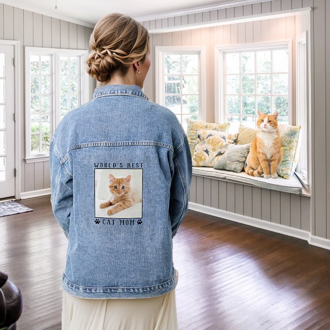 Cute Cat Mum Personalised Pet Photo Denim Jacket (Creator Uploaded)