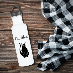 Cute Cat Mum Winking Black Kitty Cartoon 710 Ml Water Bottle