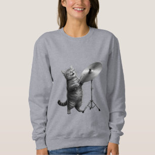 Cute cat Music Lover gift_Funny Cat Rock Band Sweatshirt