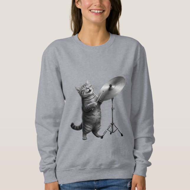 Cute cat Music Lover gift_Funny Cat Rock Band  Sweatshirt (Front)