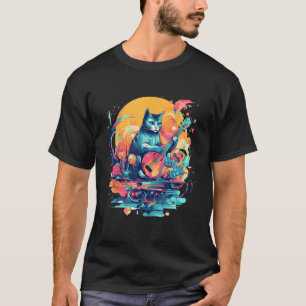 Cute Cat Music Notes Musician 3 T-Shirt