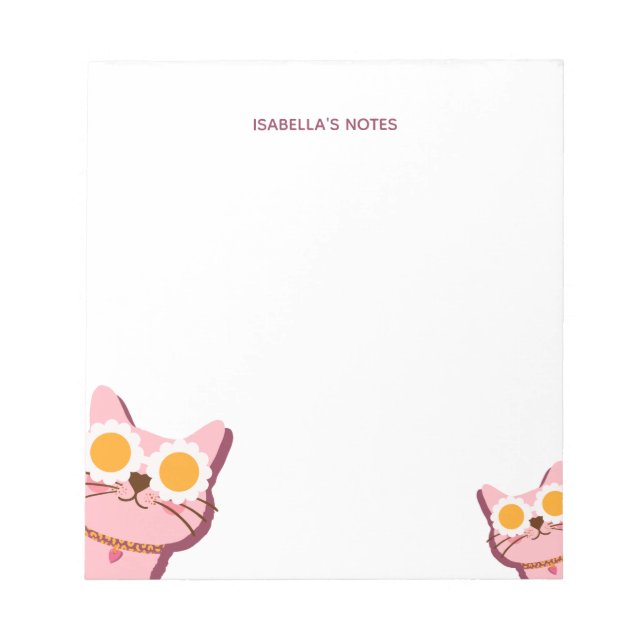 Cute Cat Name Personalised Notepad (Front)