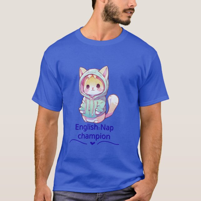 Cute Cat Nap Champion Too T-Shirt (Front)