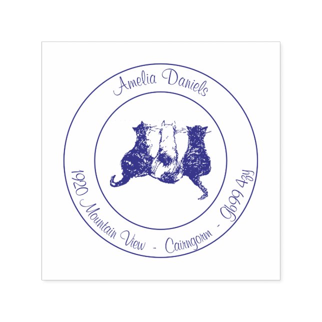 Cute Cat New Home Address To self-inking stamp (Design)