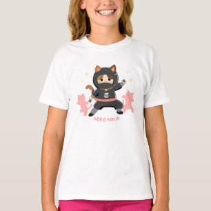 Cute Cat Ninja Japan Pink Cat Ninja from Japan Pin T-Shirt
