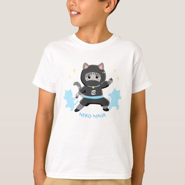Cute Cat Ninja Japanese Blue Cat Ninja from Japan  T-Shirt (Front)