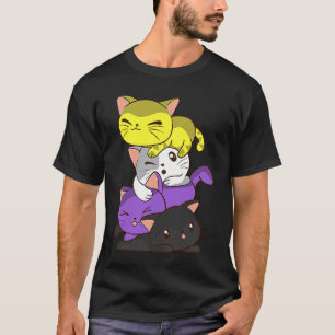 Cute Cat  Nonbinary Flag LGBTQ Non Binary Pride Ki T-Shirt