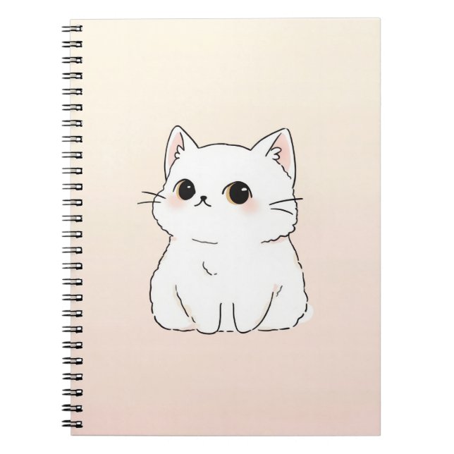 Cute Cat Notebook — Minimalist Pastel Cover Design (Front)