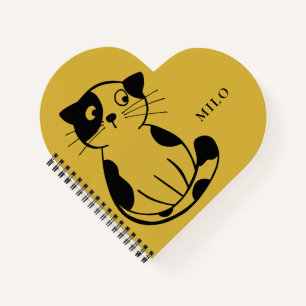 Cute Cat Notebook with Custom Name Design