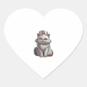 Cute Cat Nurse. Nurse Day Special Cat Nursing Heart Sticker