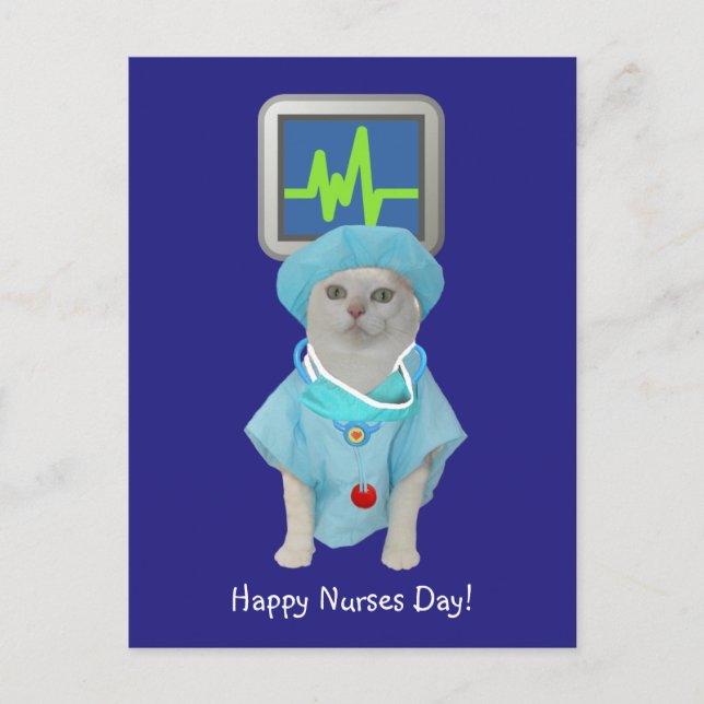 Cute Cat Nurses Day Postcard (Front)