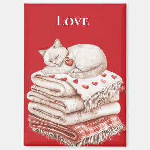 Cute Cat on Blankets   Magnet