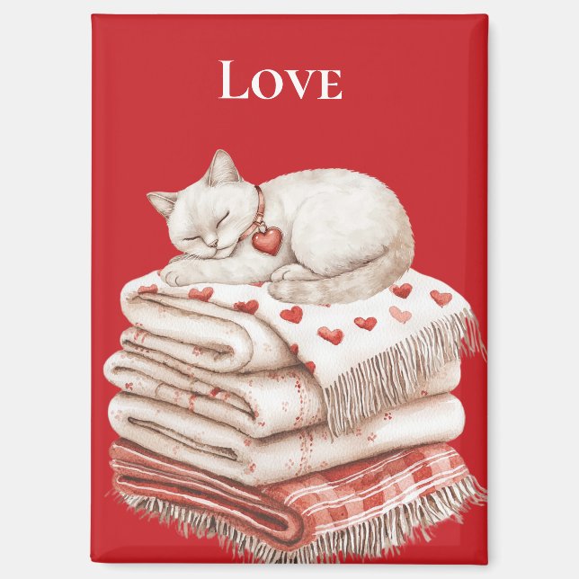 Cute Cat on Blankets   Magnet (Front)