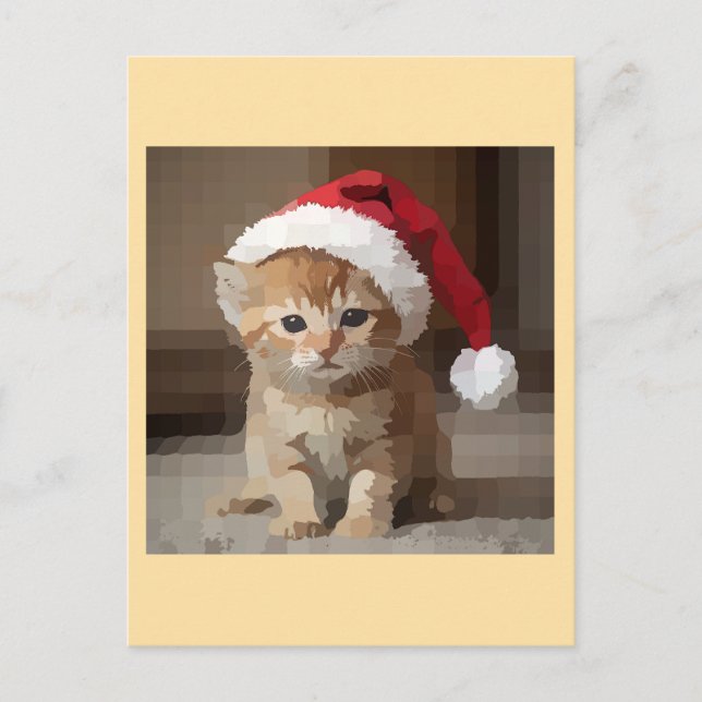 Cute cat on Christmas Eve. Postcard (Front)