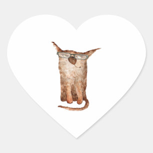 Cute Cat On Glasses Cats Funny Cat Heart Sticker