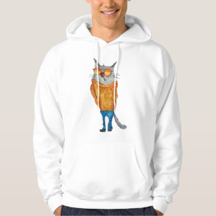 Cute Cat On Glasses Wearing orange Sweater And Blu