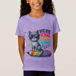Cute Cat on Pencil Illustration Celebrating Summer T-Shirt