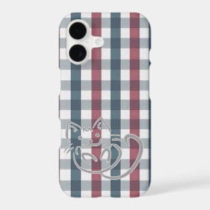 Cute Cat on Red and Blue Plaid