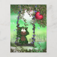 Cute Cat On Swing Postcard - Pretty Postcard