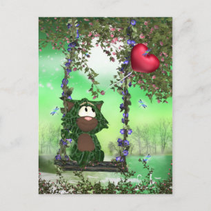 Cute Cat On Swing Postcard - Pretty Postcard