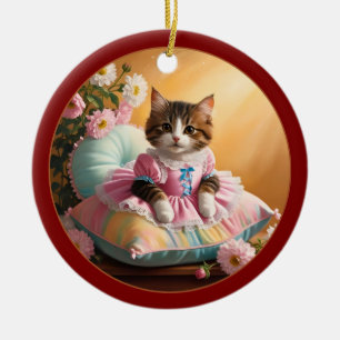 Cute Cat on the Bed Ceramic Tree Decoration