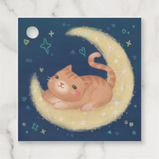 Cute Cat on the Moon Favour Tags