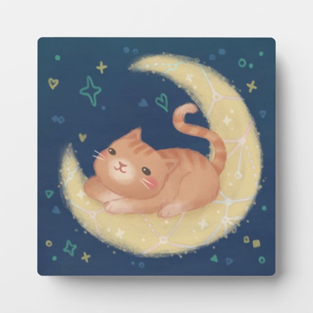 Cute Cat on the Moon Plaque (Front)