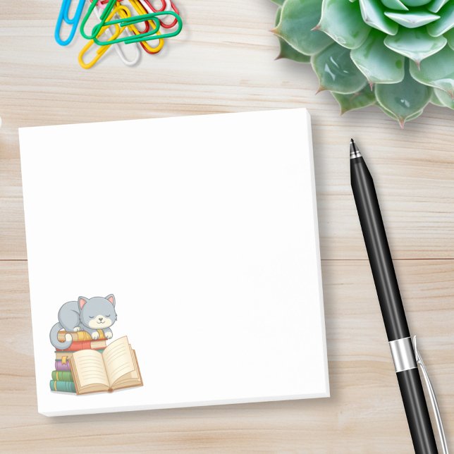 Cute Cat on top of a Book Stack Post-it Notes (Creator Uploaded)