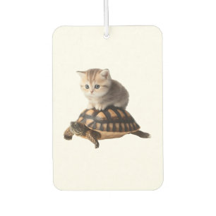cute cat on turtle Copy Car Air Freshener