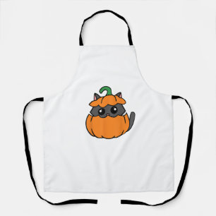 Cute Cat Orange Pumpkin - Kitty October Fall Hallo Apron