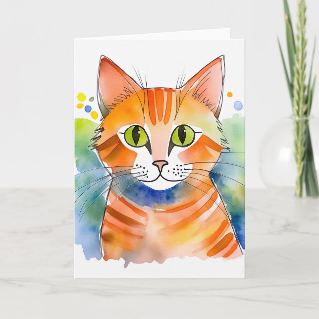 Cute Cat Orange Tabby Card (Front)