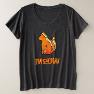 Cute Cat, Orange & Yellow Animal, Abstract Pop Art Plus Size T-Shirt
