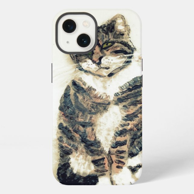 Cute Cat Painting Tabby iPhone Case (Back)