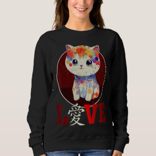 Cute Cat   Pastel Media Love Chinese Character Sweatshirt