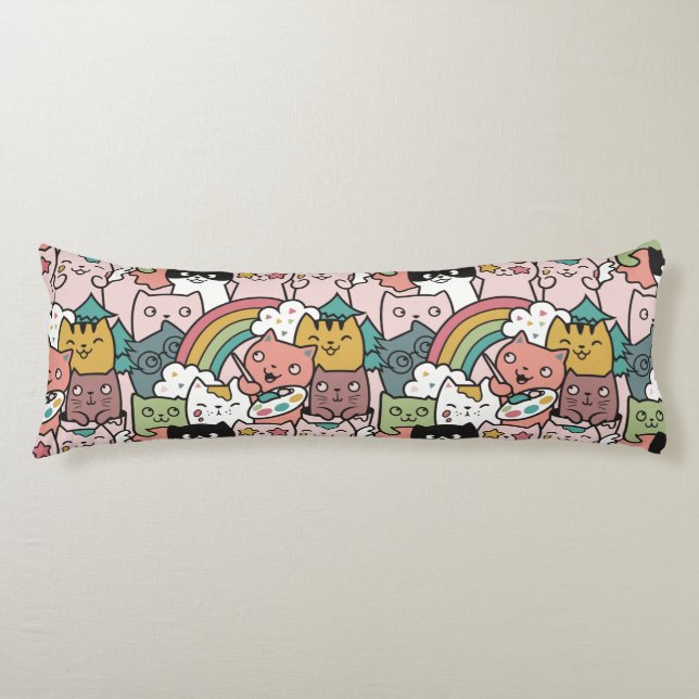 Cute Cat pattern Body Pillow (Front)