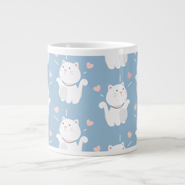 Cute cat pattern design large coffee mug (Front)