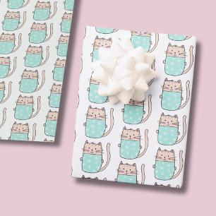 Cute Cat Pattern Girls Birthday Wrapping Paper