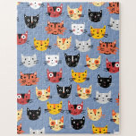 Cute Cat Pattern Jigsaw Puzzle<br><div class="desc">A cute pattern of little kitty cats on a blue background.  Original art by Nic Squirrell. Ideal for animal lovers.</div>