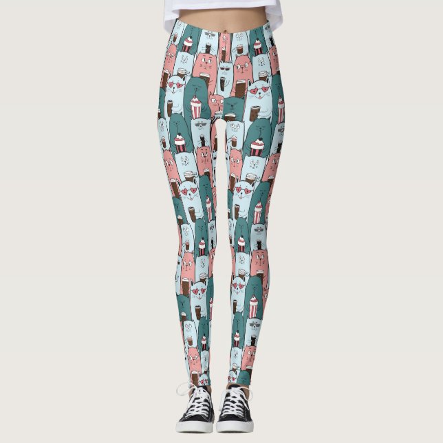 Cute Cat Pattern Leggings (Front)