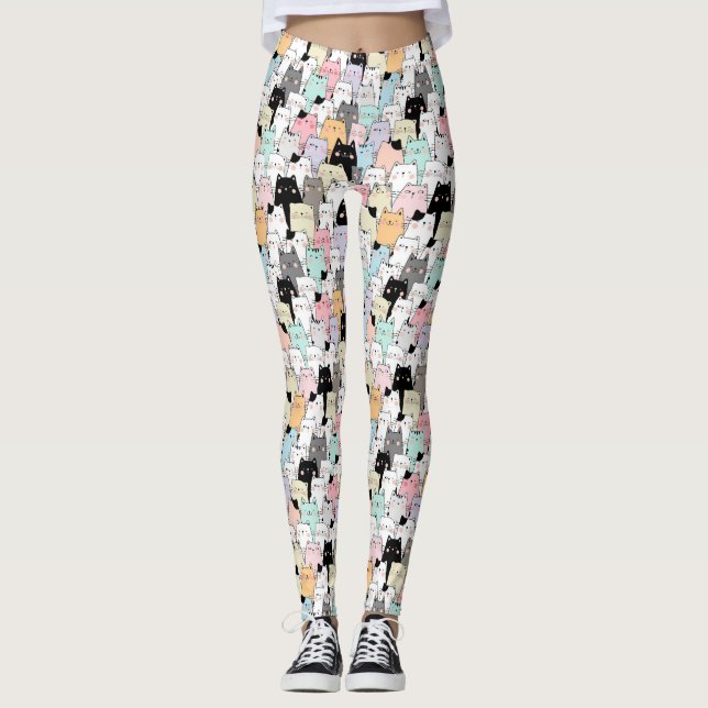 Cute Cat Pattern Leggings (Front)
