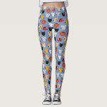 Cute Cat Pattern Leggings<br><div class="desc">A cute pattern of little kitty cats on a blue background.  Original art by Nic Squirrell. Ideal for animal lovers.</div>