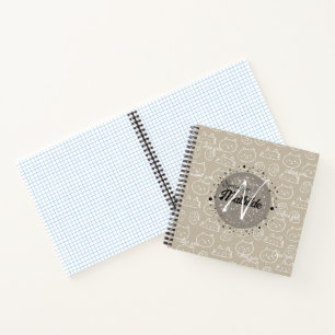 Cute Cat Pattern Monogram Personalised Unique Kids Notebook